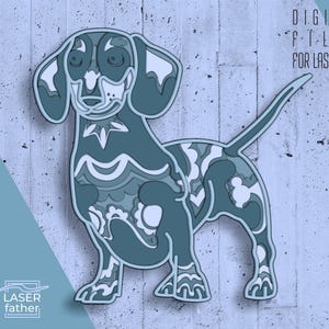 3D Layered SVG Dachshund, Vectors For Laser Cutting Machines, Dog Design, Pet Art, cdr, dxf, eps, ai Formats, CNC Cutouts, Cricut Template