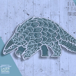 3D Layered SVG Pangolin, Vectors For Laser Cutting Machines, African Animal Art, cdr dxf eps ai Formats, Files For Cricut, Xtool, Glowforge