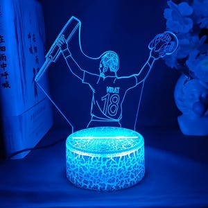 Virat Kohli LED Light – Cricket Night Lamp | India Cricket Gift | Engraved Acrylic LED Lamp | Cricket Fan Room Decor