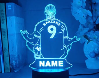 Erling Haaland Manchester City LED Night Light, Personalized Name Lamp (7-16 Colors)