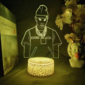 Central Cee LED Light - Lampe acrylique de rappeur britannique, 23 albums de décoration, veilleuse de rappeur pour fans, lumière changeante de couleur avec télécommande