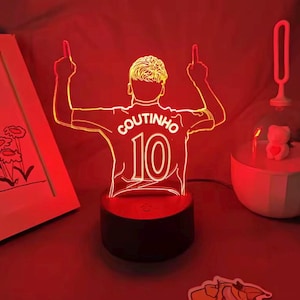 Coutinho Liverpool FC LED Night Light: Personalized Football Fan Gift