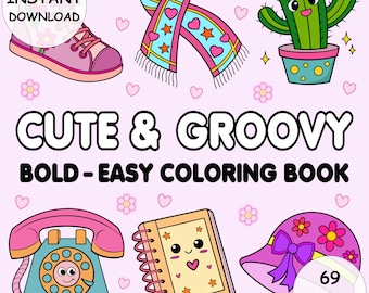 Retro Coloring Book: 90s Nostalgia, Groovy Designs (PDF Download)