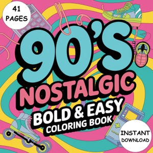 90s Nostalgia Coloring Book PDF 41 Retro Coloring Pages Instant Digital Download for Kids and Adults