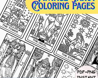 Vintage Arcana Tarot Coloring Pages: Mystical Printable Art (PDF + PNG Download