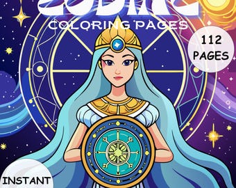 Zodiac Coloring Book: 112 Astrology Pages - Bold & Easy (PDF Download)