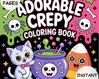 Cute and Creepy Halloween Coloring Book 143 Bold and Easy Pages for Kids & Adults Spooky Fun Printable PDF Instant Download