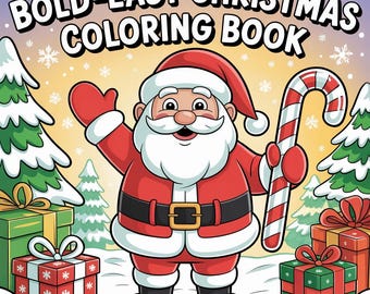 Christmas Coloring Book PDF 80 Pages Bold and Easy Holiday Coloring Instant Download for Kids and Adults