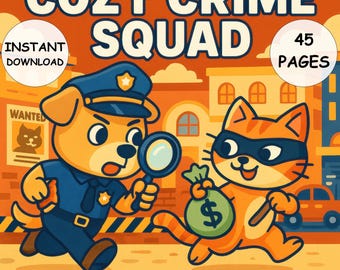 Cozy Crime Squad Coloring Book: 45 Mystery Pages (PDF Instant Download
