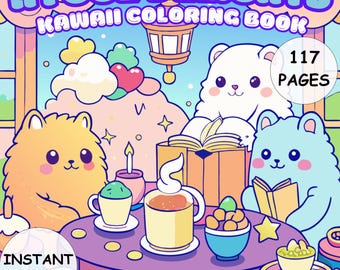 Hygge Delights Kawaii Coloring Book: 117 Cozy Pages (PDF Digital Download