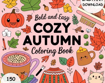 Gemütliches Herbst-Malbuch: 150 herbstliche Seiten, einfache Designs (PDF Download)