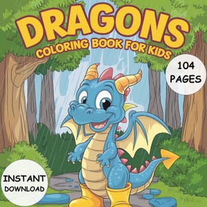 Kleurboek draken voor kinderen: 104 fantasiepagina&#39;s (pdf direct download)