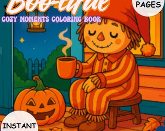 Libro para colorear de Halloween BOO-TIFUL: 40 páginas para colorear acogedoras, espeluznantes y adorables. Diseño llamativo y fácil. Descarga instantánea en PDF para niños y adultos.