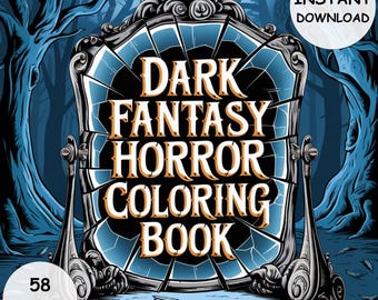Livre de coloriage Dark Fantasy Horror : 58 pages, art gothique effrayant (PDF à télécharger instantanément)