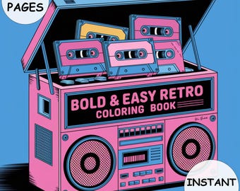 Livre de coloriage rétro : 53 motifs vintage groovy - PDF imprimable