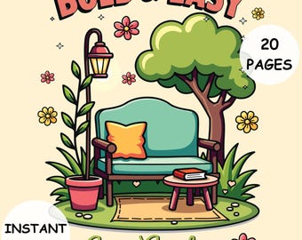 Cozy Garden Coloring Book 20 Printable Pages for Kids and Adults Bold and Easy PDF Download Relaxing Nature-Themed Art