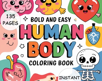 Menschlicher Körper Malbuch 135 Lernseiten für Kinder und Erwachsene Anatomie Lernspaß Sofort PDF Digitaler Download