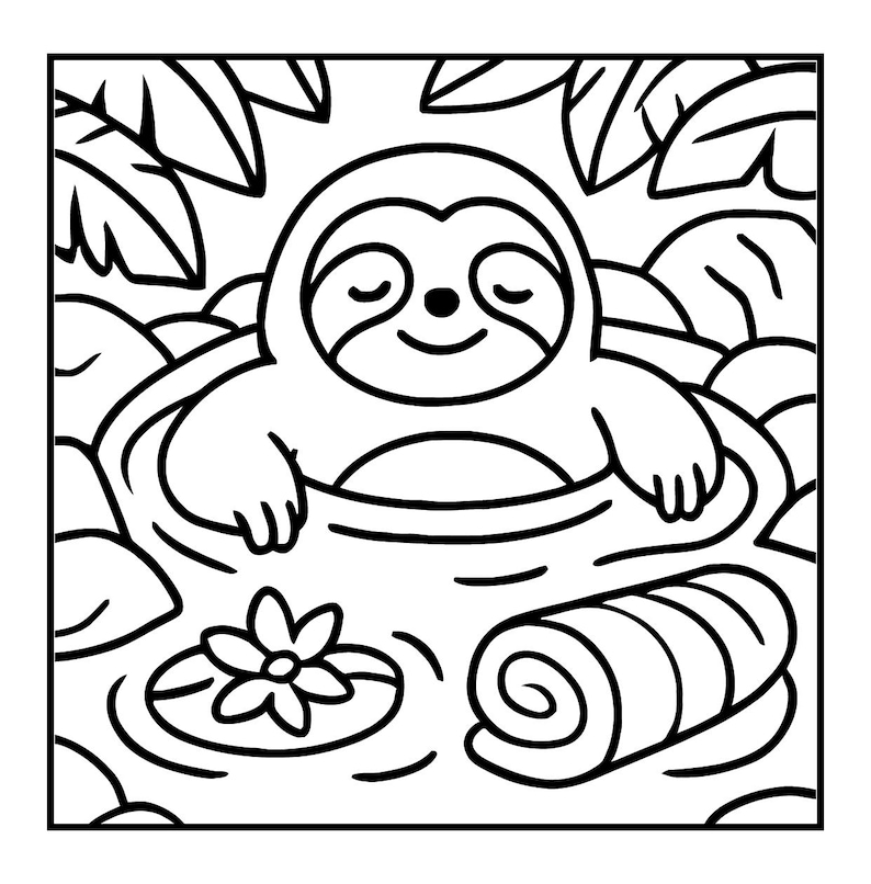 Cute Sloth Coloring Book 52 Bold and Easy Pages for Kids and Adults ...