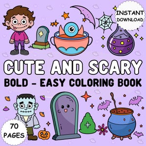 Coco Wyo Cute Scary Pastel Goth Coloring Book 70 Bold and Easy Pages for Kids and Adults Cute & Spooky Printable PDF Instant Download
