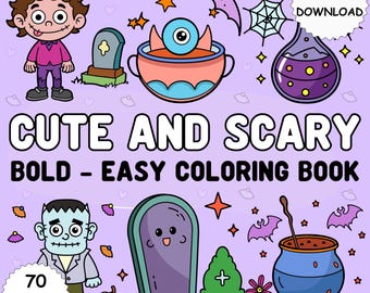 Coco Wyo Cute Scary Pastel Goth Coloring Book 70 Bold and Easy Pages for Kids and Adults Cute & Spooky Printable PDF Instant Download