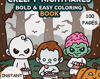 Halloween Coloring Book: Creepy Nightmares, Spooky Fun Art (PDF Download 100 Pages)
