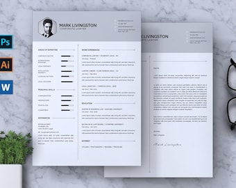 Plantilla de currículum para abogado con carta de presentación – CV legal profesional en formato Word y PDF