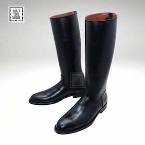 Wrestling Boots Black Leather Knee High Back Zip Men