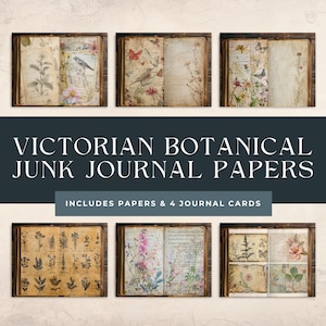 Victorian Botanical Junk Journal Kit: Printable Ephemera, Scrapbook Pages (Digital Download)