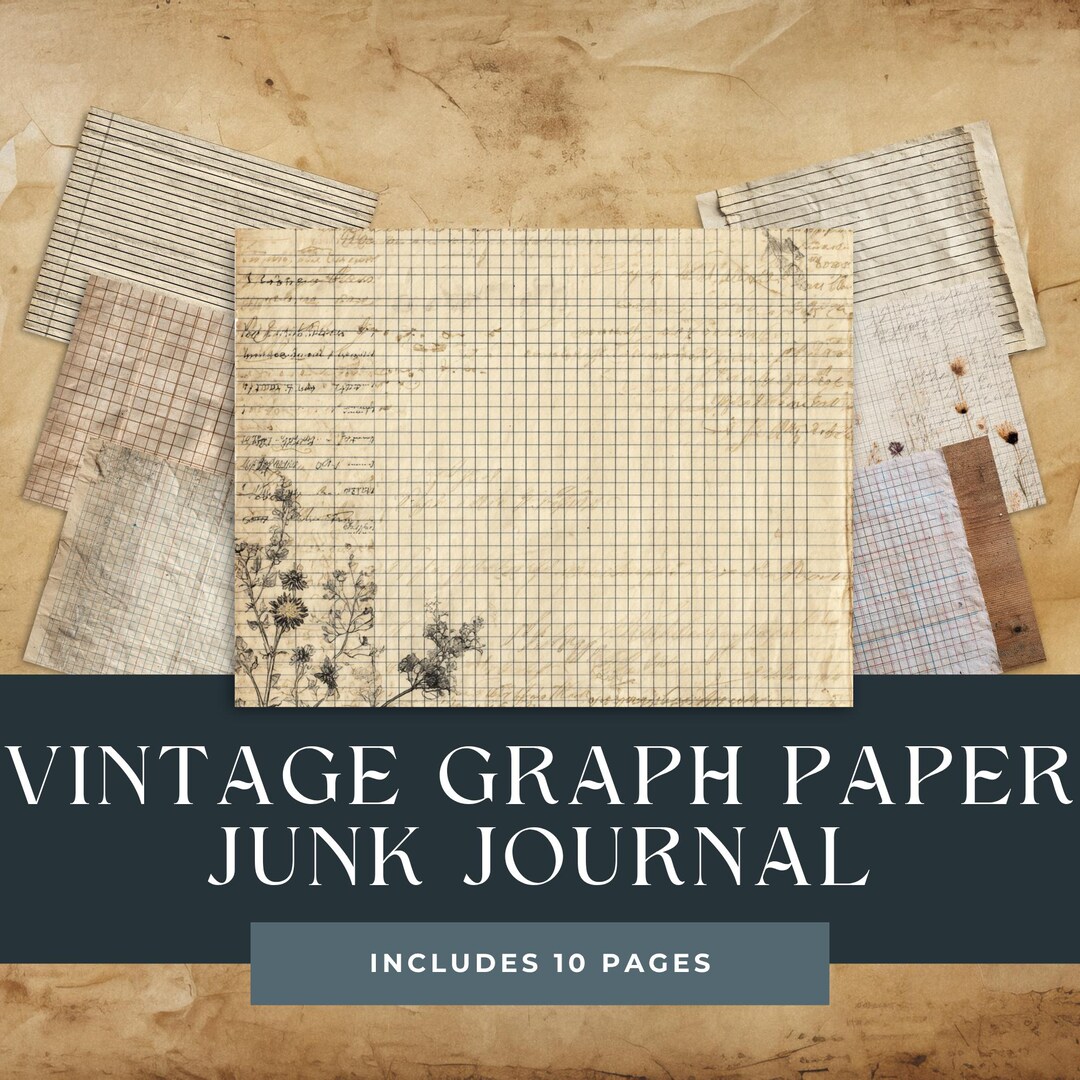 Vintage Graph Paper Junk Journal Pages – 11x8.5” Printable Lined ...