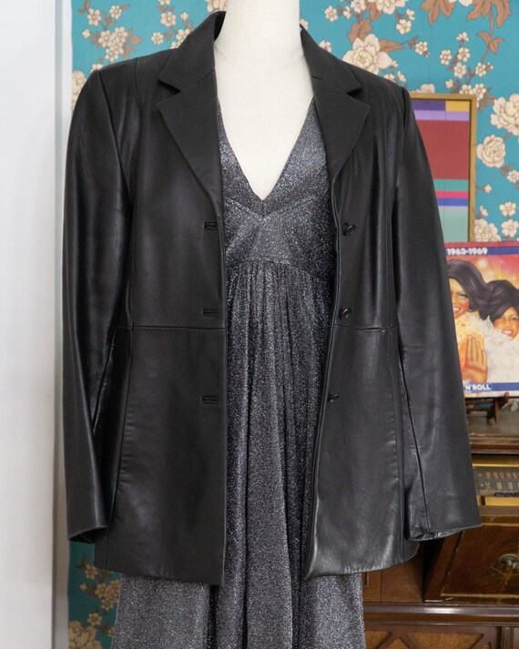 Mid-Length Leather Blazer