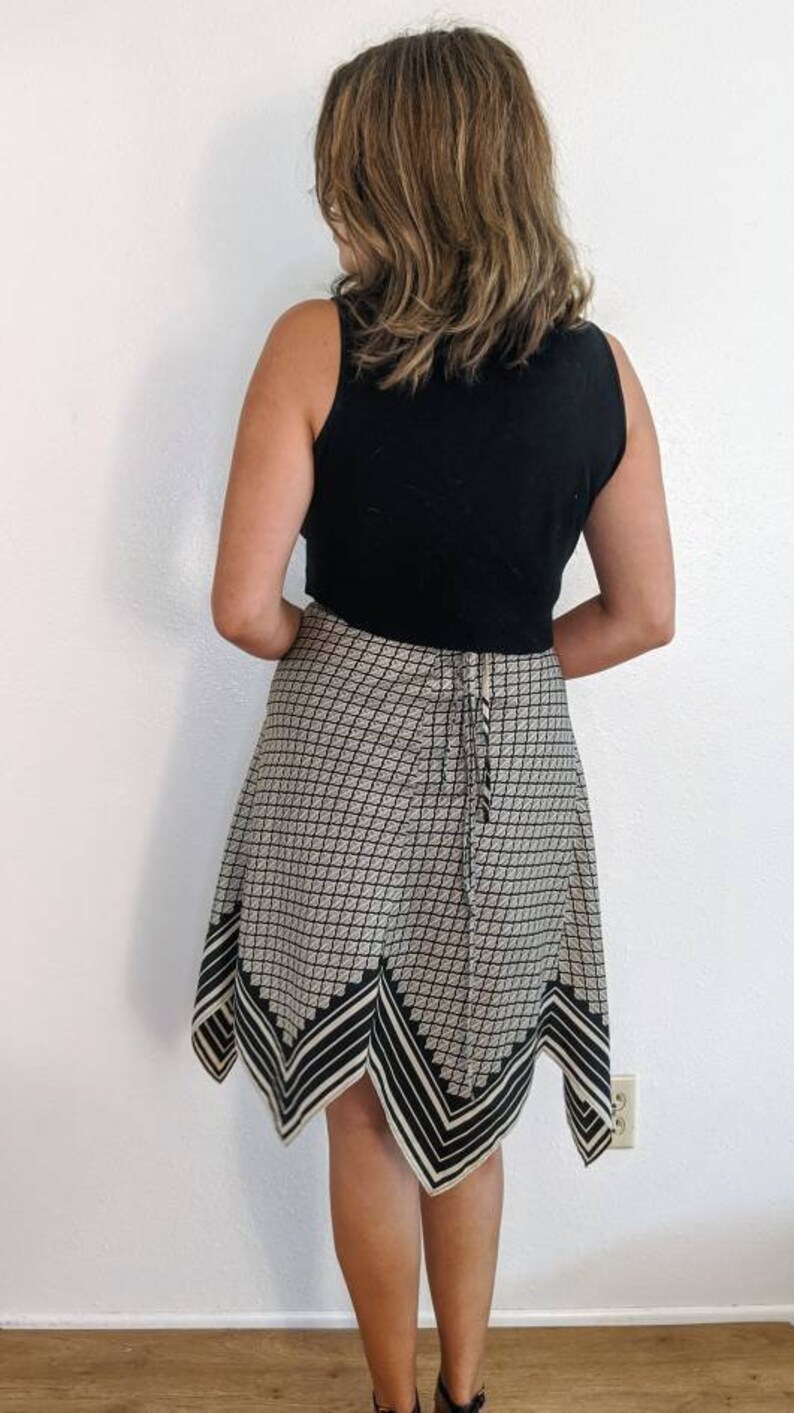 Vintage Silk Printed Asymmetrical wrap skirt One Size