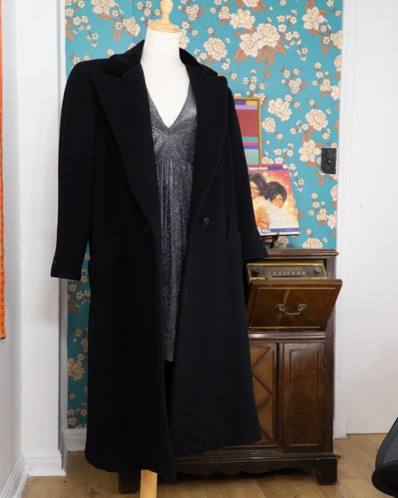 80s Oversized Black wool coat