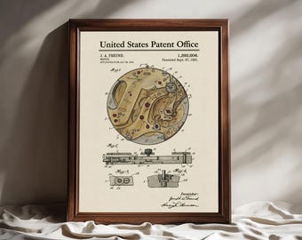 Watch Patent Print 1921 | Vintage Watch Blueprint Print | Antique Watch Mechanism Patent Poster | Horology Blueprint Poster | Printable