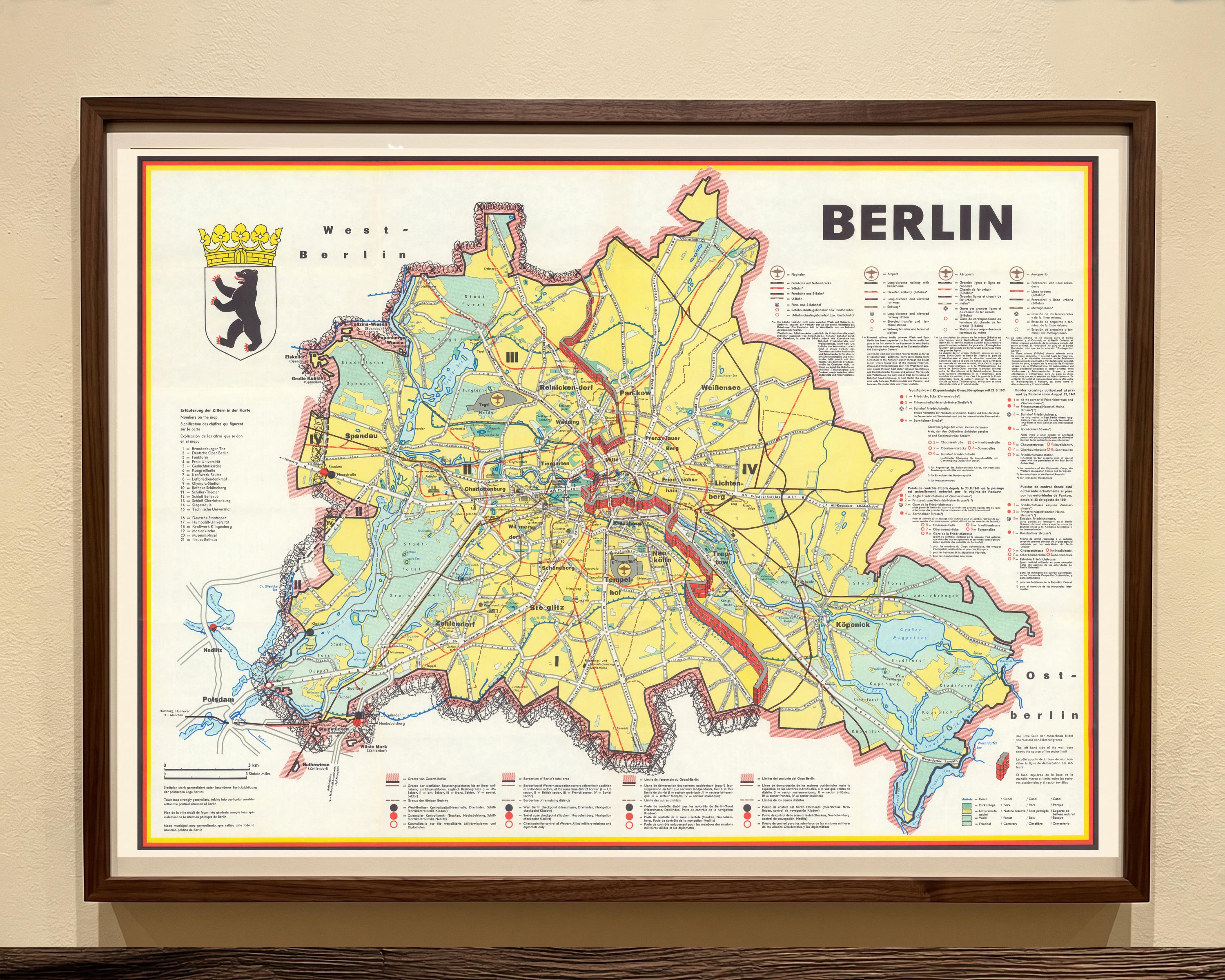 Vintage East & West Berlin Map Printable Wall Art, Cold War Berlin