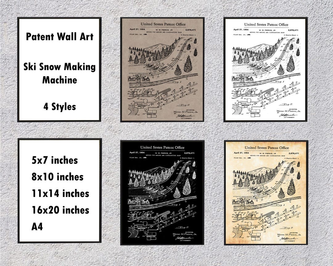 1950 Artificial Snow Patent Art Print – Ski Resort Blueprint (digital ...