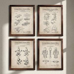 LEGO Patent Poster, Set of 4 Patent, Toy Building Brick Patent,  Kids Room Decor, Gift for Boys & Girls, Nursery Wall Art, Digital Download