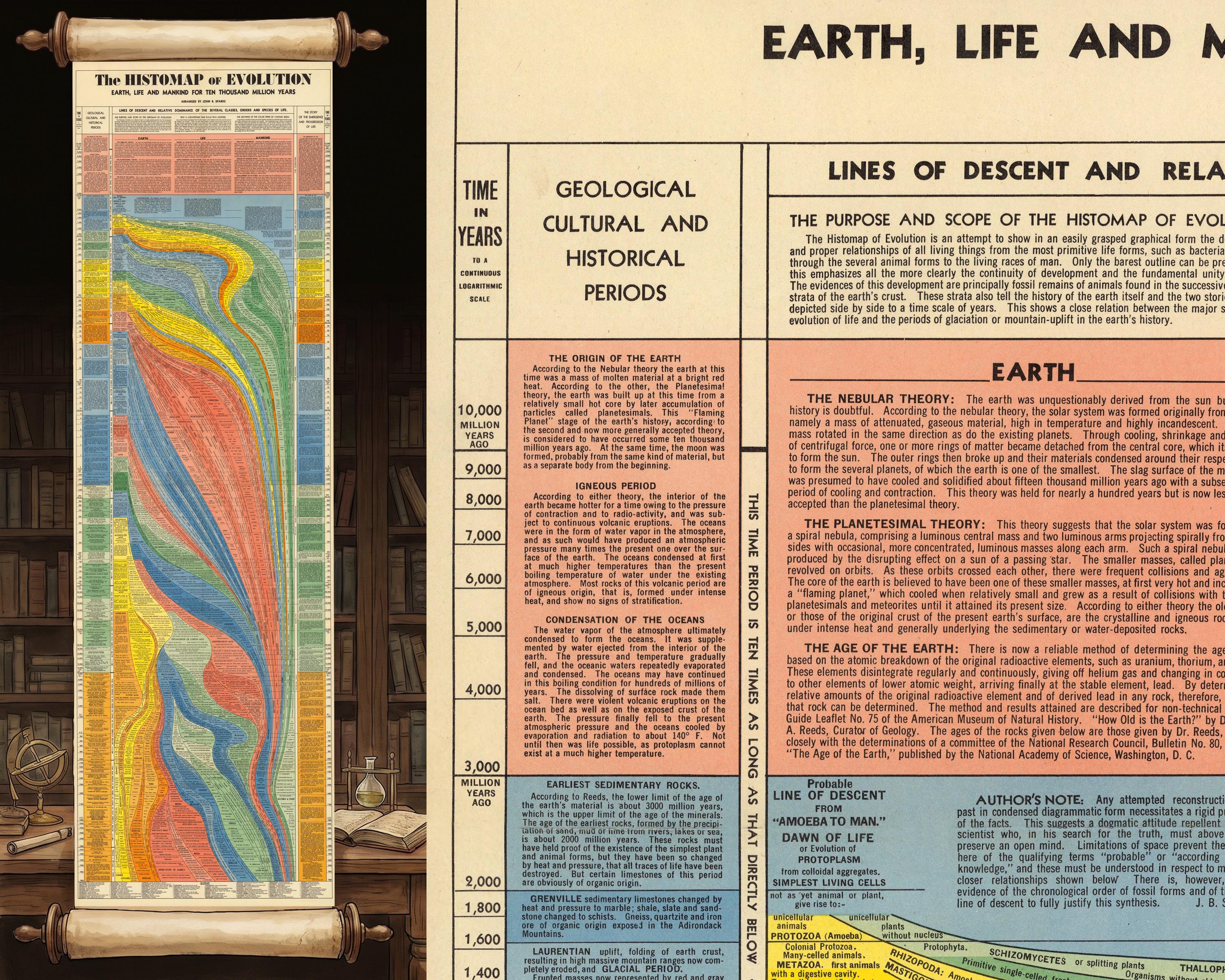 Histomap Example Vintage Histomap of Evolution, History of Life Timeline Chart ...