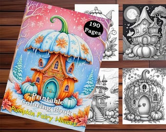 Pumpkin Fairy Houses Coloring Book – Whimsical Autumn Fantasy Homes | Printable PDF for Adults & Kids
