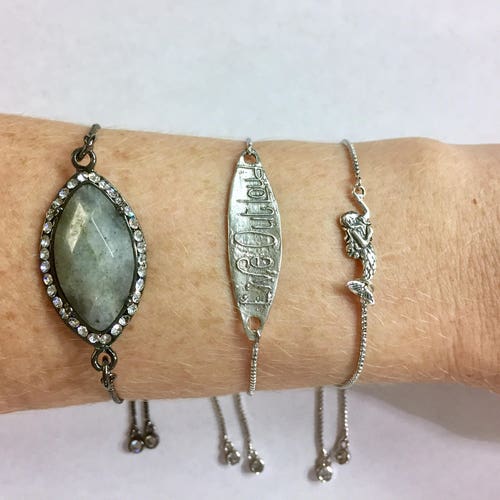 Adjustable silver bracelet, love bracelet, slide bracelet, silicone slide, silver bracelet, sliding silver bracelet, micro pavé shops cz