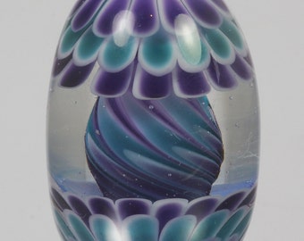 Teal and Purple Twisted Carousel Lampwork Focal Bead Handmade in the UK SRA FHFteam Y3