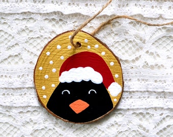 Penguin ornament, penguin christmas decoration, cute christmas ornaments, penguin lover gift, handpainted ornament, tree decorations