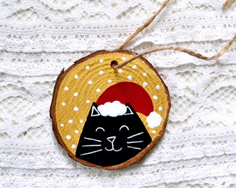 Cat christmas ornament, christmas tree decorations, cat handmade, hand painted christmas ornament, cat christmas decoration, cat lover gift