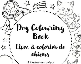 Printable dog colouring book, dog colouring sheets, dog lover gift, downloadable colouring pages, animal art, cute colouring book