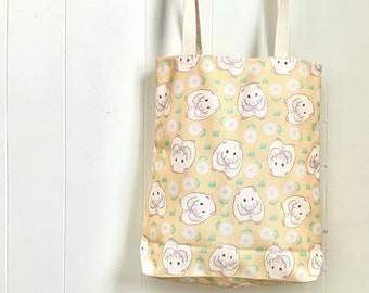 Hamster tote bag, daisy tote bag, floral bag, cute tote bag, grocery bag, hamster art, animal tote bag, patterned bag, hamster lover