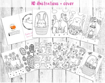 PRINTABLE Easter colouring pages, easter activities, kids easter crafts, colouring book pdf, kids easter gift, easter activity book