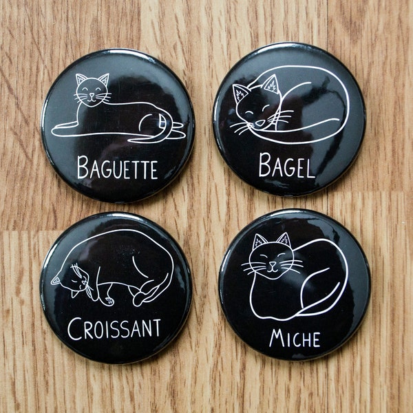 Cat bread 2.25 inch magnet set, cat magnet, animal magnets, cat lover gift, funny cat gifts, cat lady gifts, kitchen magnets, cute magnets