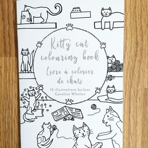Cat colouring book, coloring for kids, coloring pages, animal colouring book, animal coloring page, cat illustration, cat lover gift