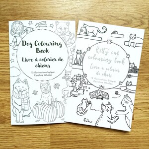 Cat and dog colouring book bundle, animal colouring pages, cat and dog art, pet owner gifts, vacation activities for kids, cute animal art