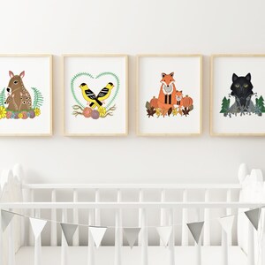 Seasons print, set of 4 prints, animal nursery art, downloadable prints, printable animal art, fox printable, fox illustration
