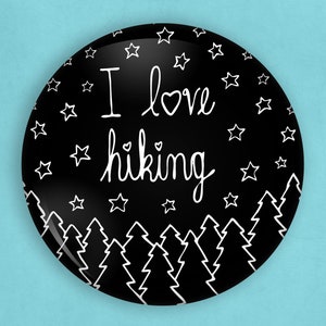 Hiking pins, hiking badge, hiking gifts, forest pin, night woods, night pin, nature lover gift, nature pin, pin badge, stocking stuffer